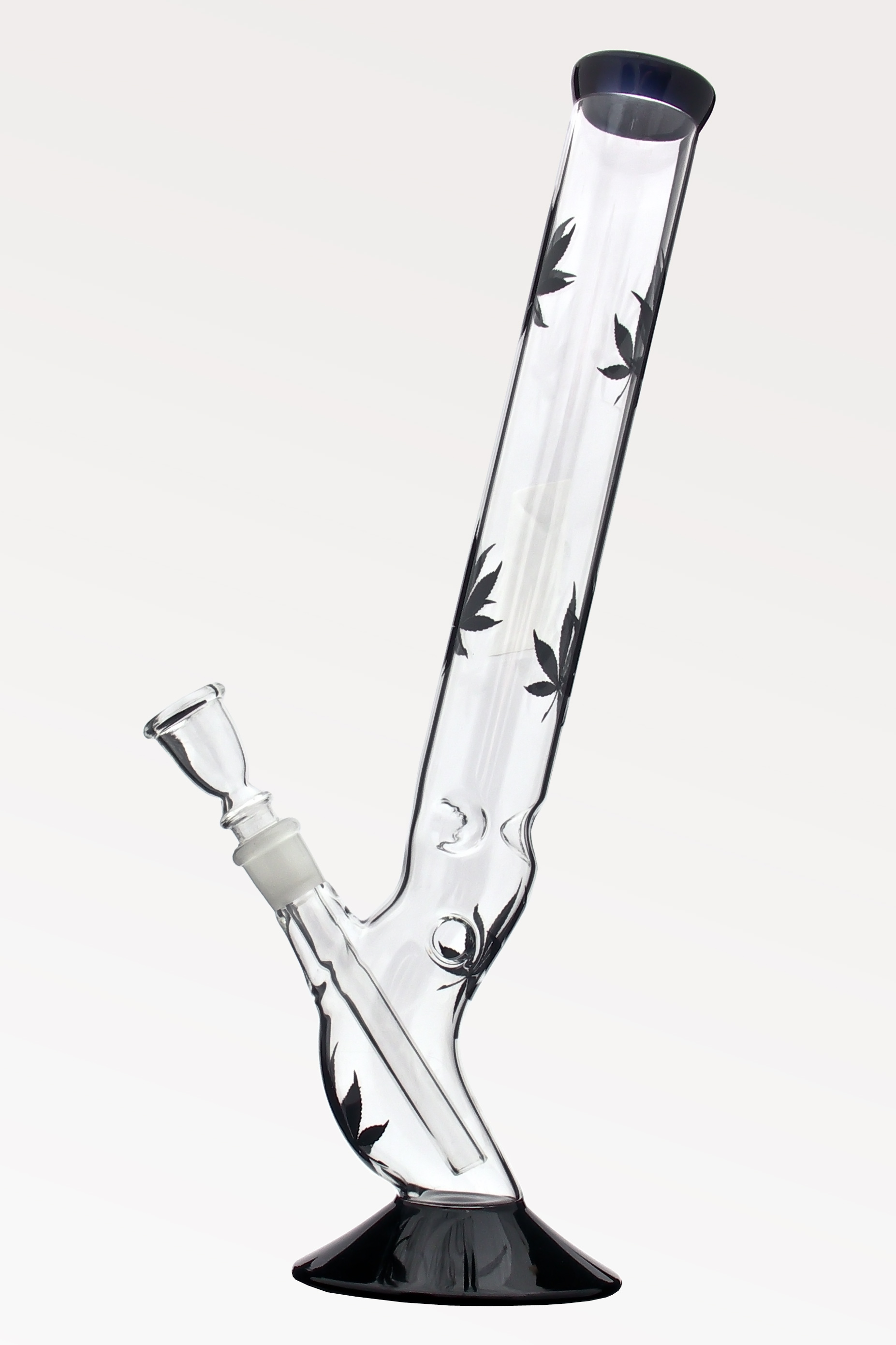 Lab Glass Bong Curved Black Leaf