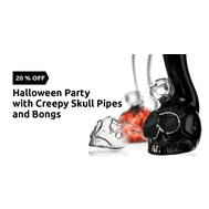 Skull bongs and pipes with 20% Halloween discount