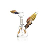 Glass on Glass Bubbler with Bees