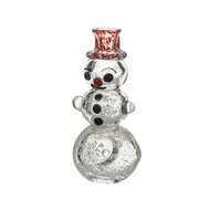 Glass Pipe Mini Snowman with Red Hat