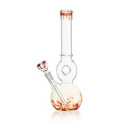 Silver Fumed Glass Ring Bong, Red Flames