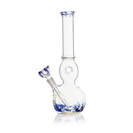 Silver Fumed Glass Ring Bong, Blue Flames