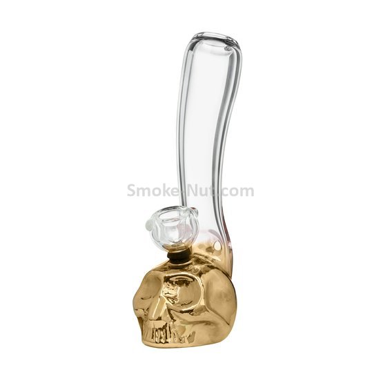 Skull Mini Glass Bong - gold